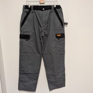 Men's Charcoal Utility Work Pants with Black Accents
